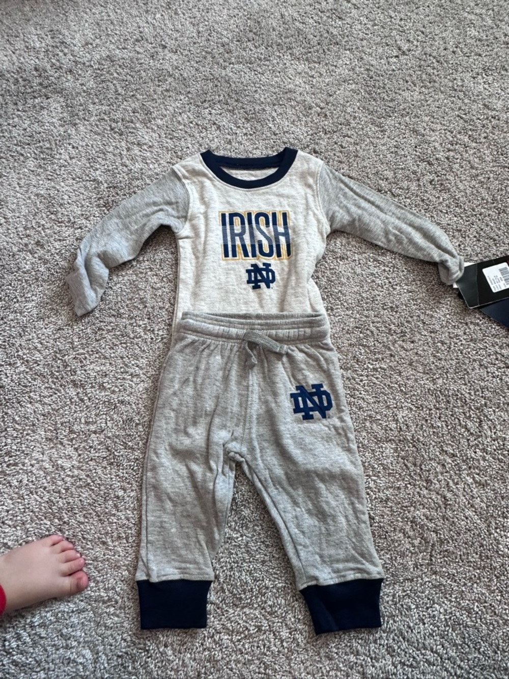 Notre Dame Kids Gray & Navy 'Irish' Matching Bodysuit Set